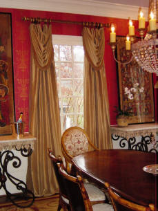 Solid Silk Swag and Panels on Pole